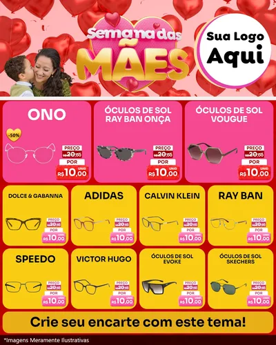 Modelo de Rede Social para Feed Instagram com o tema Semana Das Mães para Óticas