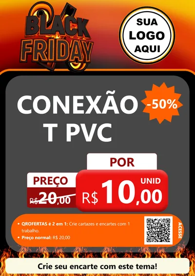 Modelo de Cartaz para Cartaz A4 Vertical com o tema Black Friday para Tubos e conexões