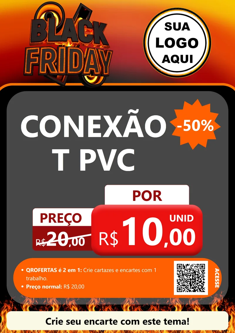Modelo de Cartaz para Cartaz A4 Vertical com o tema Black Friday para Tubos e conexões