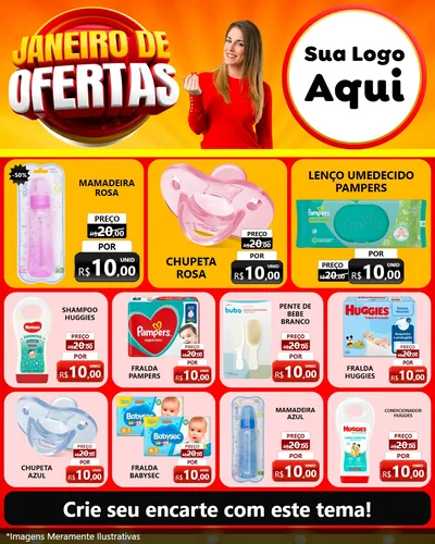 Modelo de Rede Social para Feed Instagram com o tema Janeiro de Ofertas para Bebês