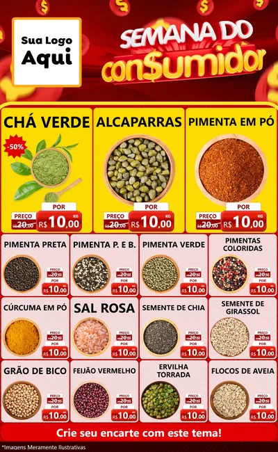 Modelo de Encarte para Encarte Grande com o tema Semana do Consumidor para Produtos Naturais