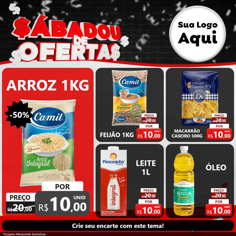 Modelo de Rede Social para Feed Facebook com o tema Sabadou de Ofertas para Supermercado