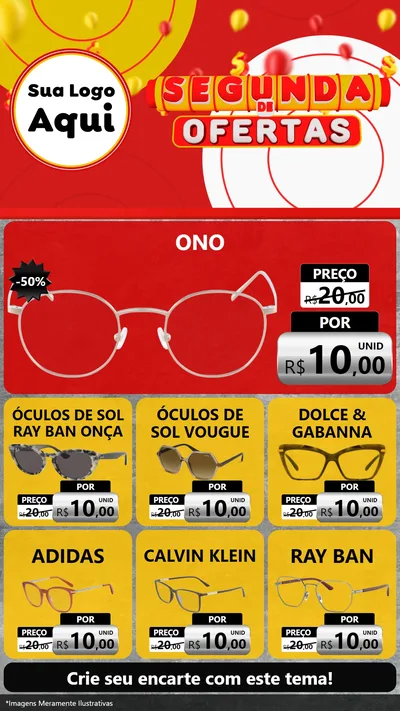 Modelo de Rede Social para Stories com o tema Segunda de Ofertas para Óticas