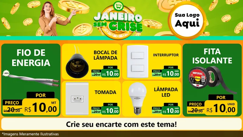 Modelo de TV para TV Horizontal com o tema Janeiro Sem Crise para Materiais Elétricos