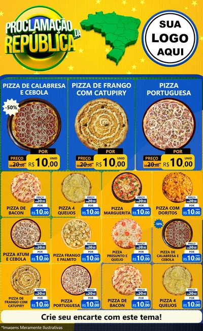 Modelo de Encarte para Encarte Grande com o tema Proclamação da República para Pizzaria