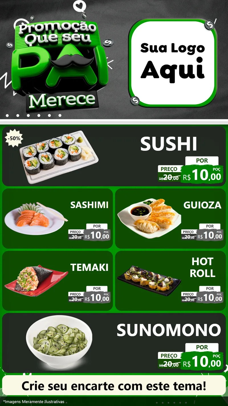 Modelo de TV para TV Vertical com o tema Promoção Que seu Pai Merece para Comida japonesa