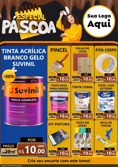 Modelo de Encarte para Encarte A4 Vertical com o tema Especial Páscoa para Tintas e Ferramentas