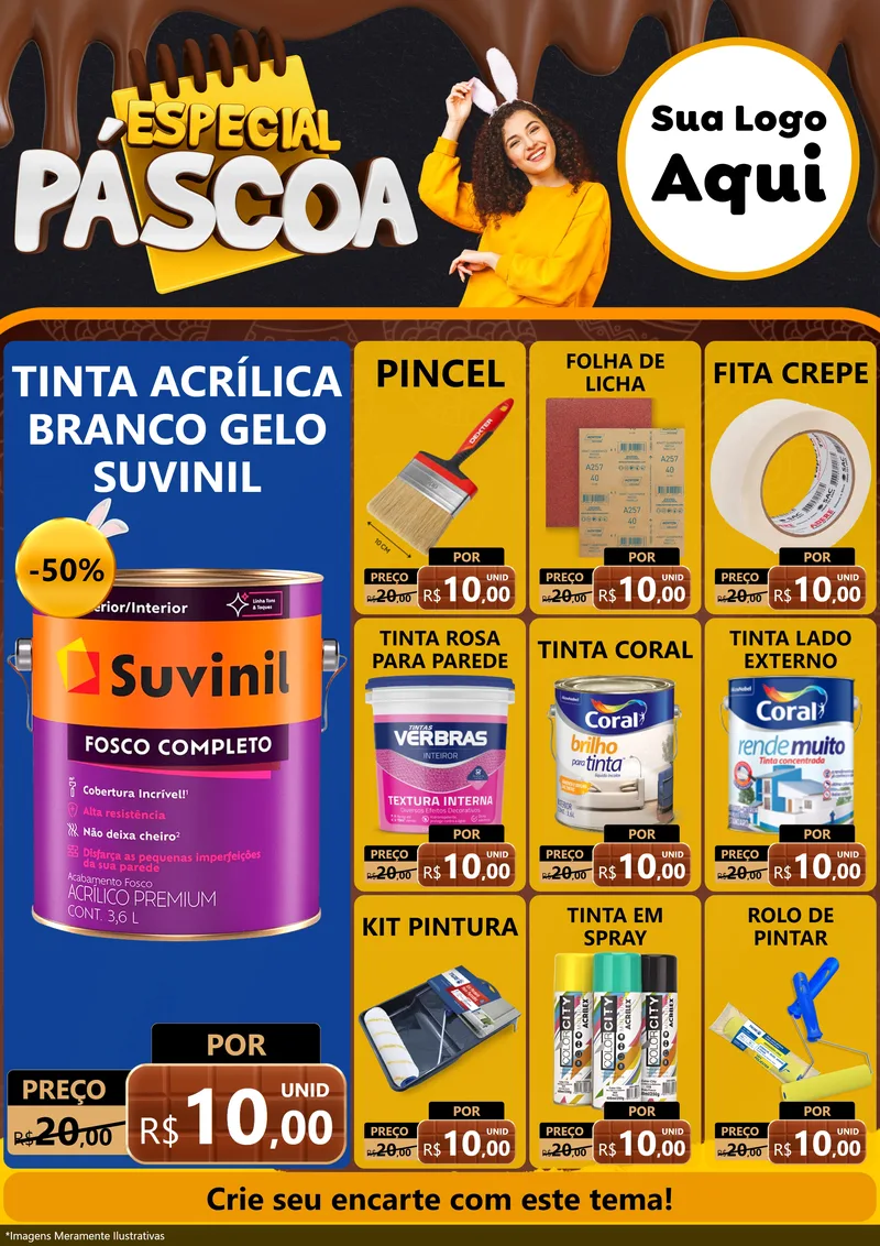 Modelo de Encarte para Encarte A4 Vertical com o tema Especial Páscoa para Tintas e Ferramentas