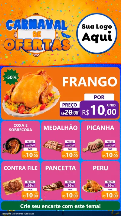 Modelo de Rede Social para Stories com o tema Carnaval de Ofertas para Assados