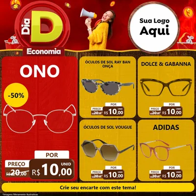 Modelo de Rede Social para Feed Facebook com o tema Dia D Economia para Óticas