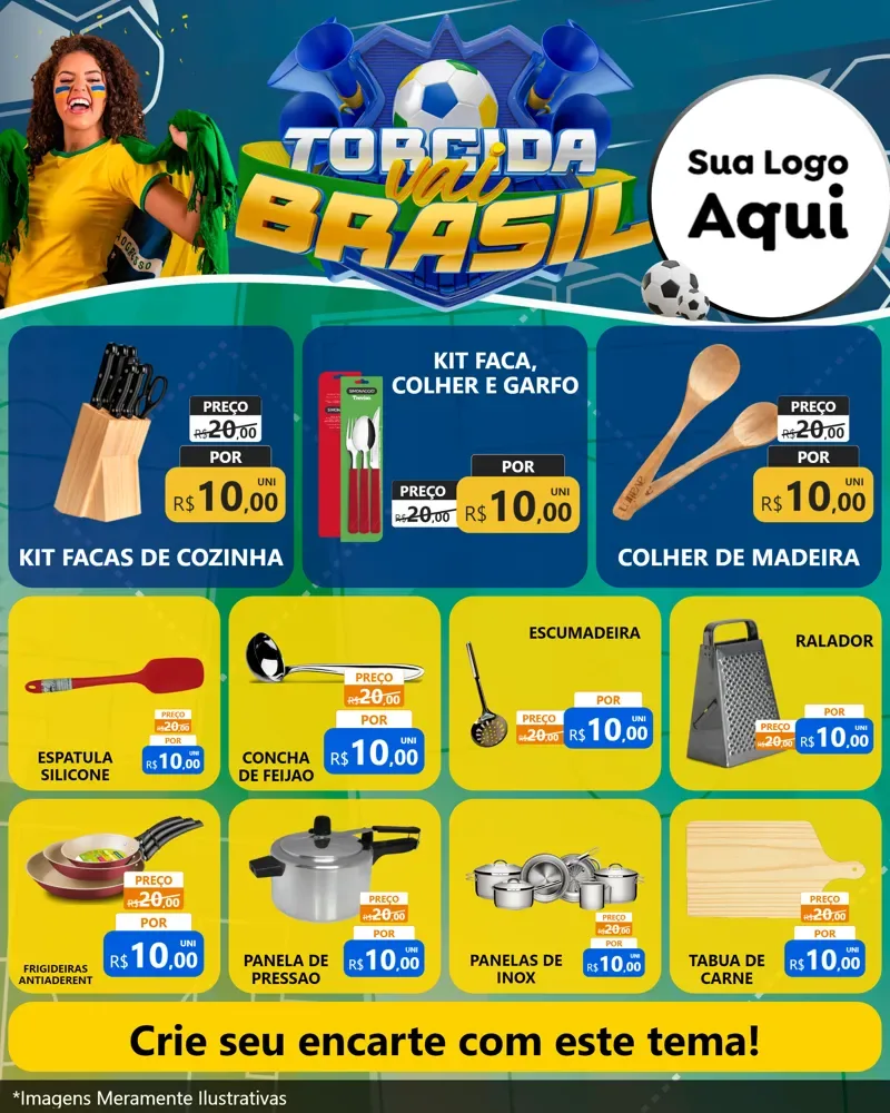 Modelo de Rede Social para Feed Instagram com o tema Torcida Vai Brasil - Copa para Utilidades Domésticas
