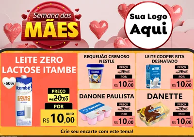 Modelo de Encarte para Encarte A4 Horizontal com o tema Semana das Mães para Frios e Laticínios