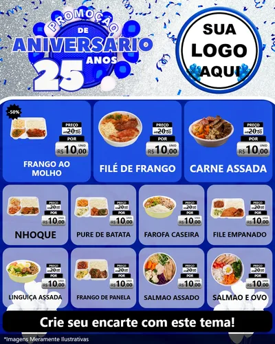 Modelo de Rede Social para Feed Instagram com o tema Promoção de Aniversário - 25 Anos para Restaurante