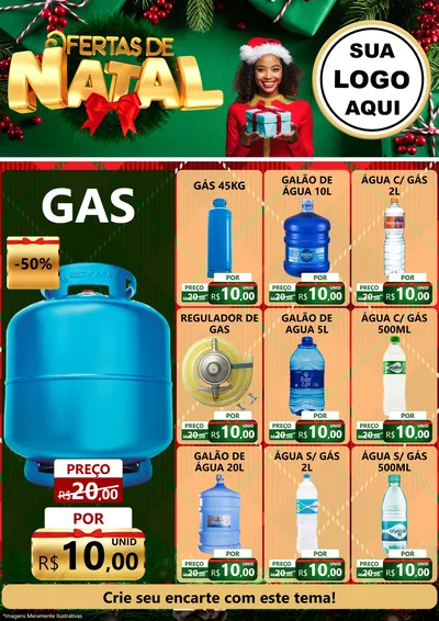 Modelo de Encarte para Encarte A4 Vertical com o tema Ofertas de Natal para Água e gás