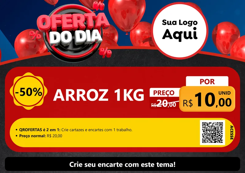 Modelo de Cartaz para Cartaz A4 Horizontal com o tema Oferta do Dia para Supermercado