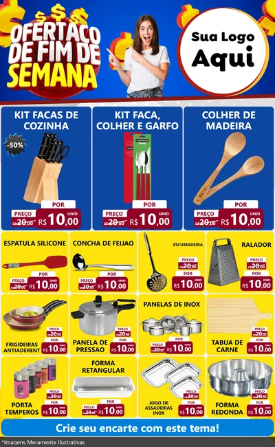 Modelo de Encarte para Encarte Grande com o tema Ofertaço de Fim de Semana para Utilidades Domésticas