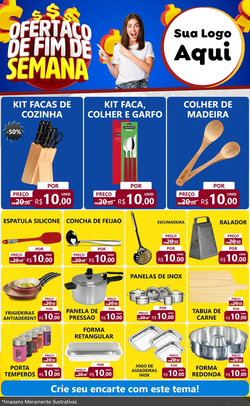 Modelo de Encarte para Encarte Grande com o tema Ofertaço de Fim de Semana para Utilidades Domésticas