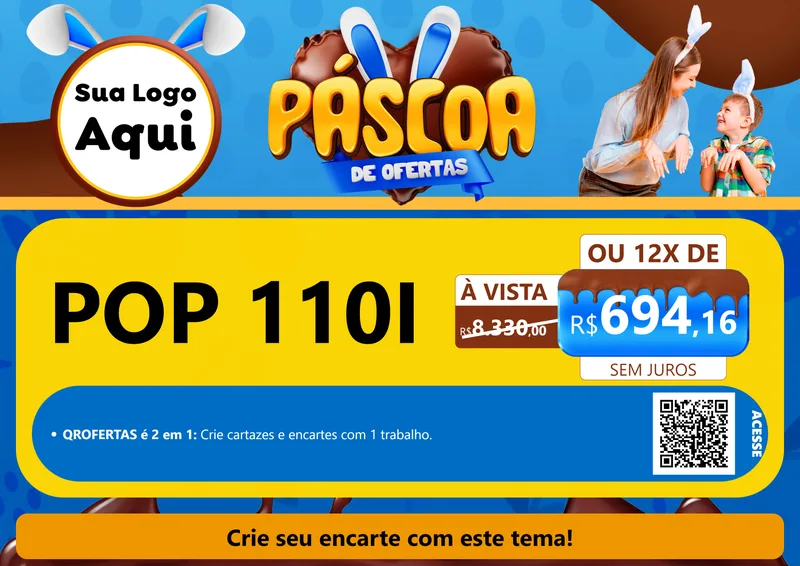 Modelo de Cartaz para Cartaz A4 Horizontal com o tema Páscoa de Ofertas para Concessionaria de Motos