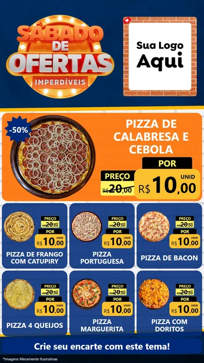 Modelo de Rede Social para Stories com o tema Sábado de Ofertas Imperdíveis para Pizzaria