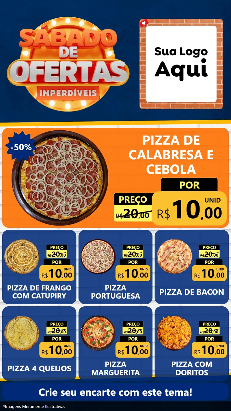 Modelo de Rede Social para Stories com o tema Sábado de Ofertas Imperdíveis para Pizzaria