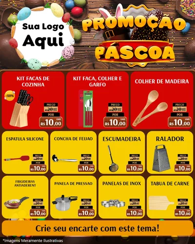 Modelo de Rede Social para Feed Instagram com o tema Promoção Páscoa para Utilidades Domésticas