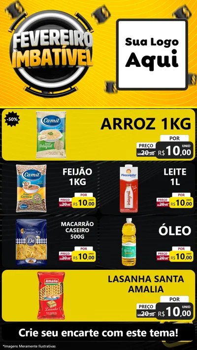 Modelo de TV para TV Vertical com o tema Fevereiro Imbatível para Supermercado