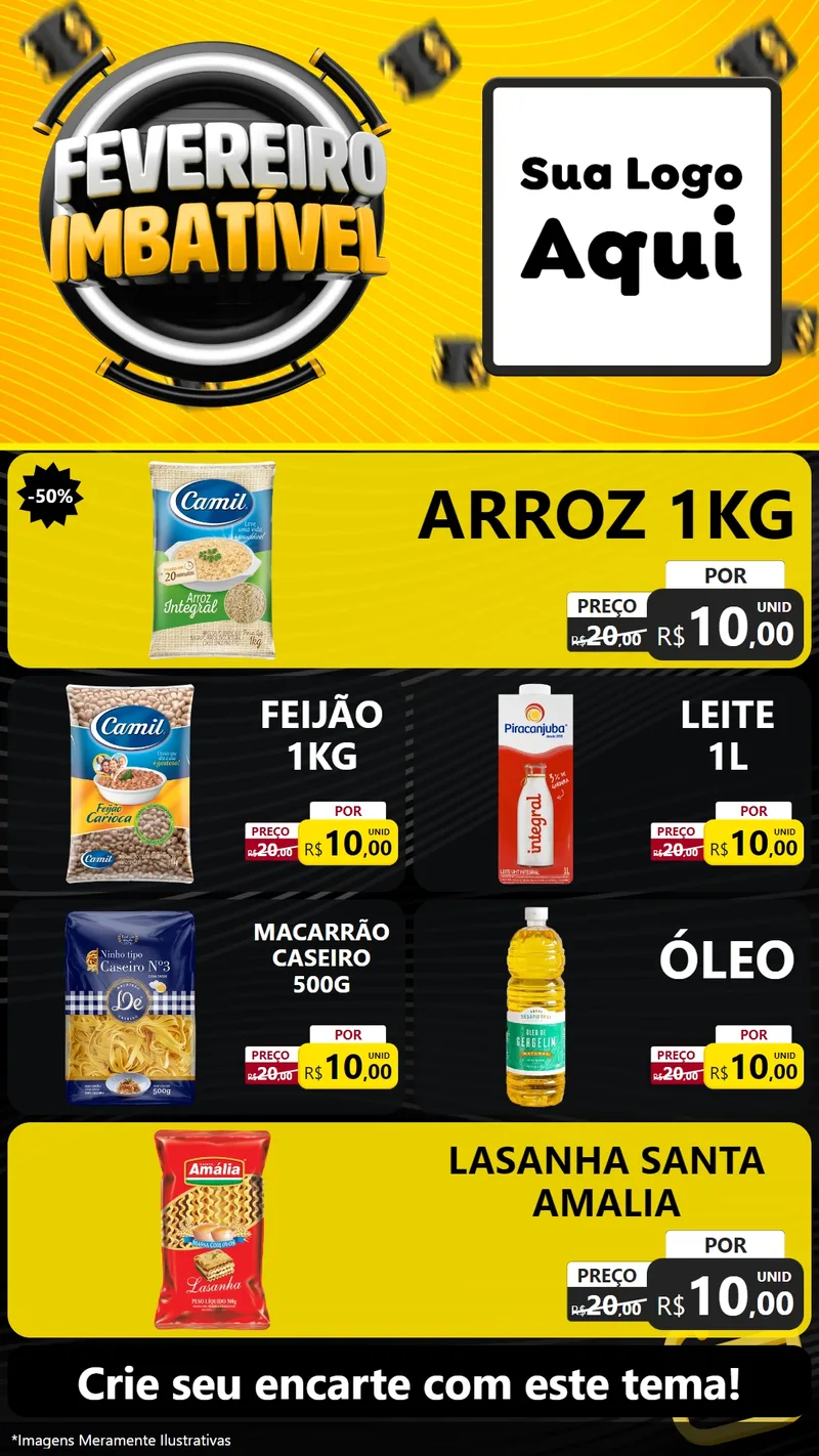 Modelo de TV para TV Vertical com o tema Fevereiro Imbatível para Supermercado