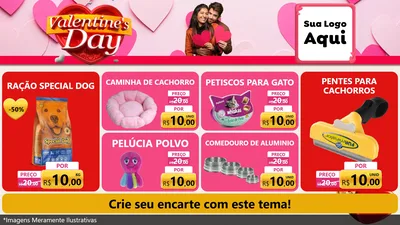 Modelo de TV para TV Horizontal com o tema Valentine's Day para Pet Shop