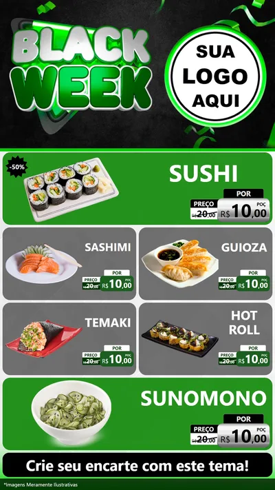 Modelo de TV para TV Vertical com o tema Black Week para Comida japonesa