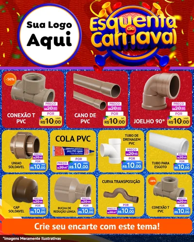 Modelo de Rede Social para Feed Instagram com o tema Esquenta de Carnaval para Tubos e conexões