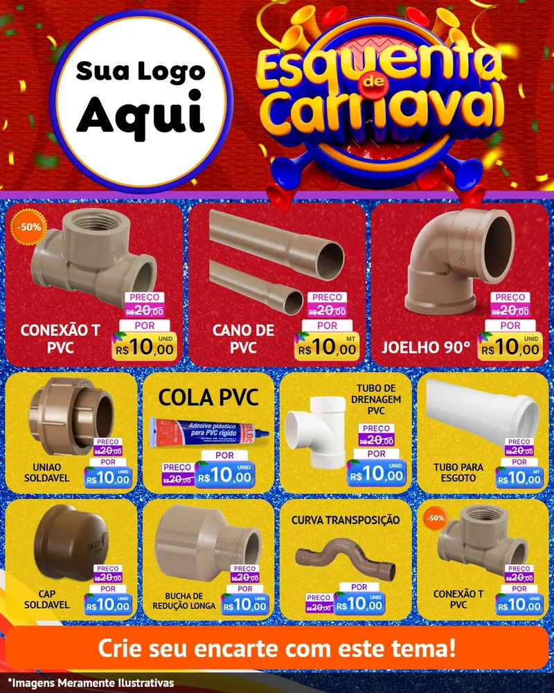 Modelo de Rede Social para Feed Instagram com o tema Esquenta de Carnaval para Tubos e conexões