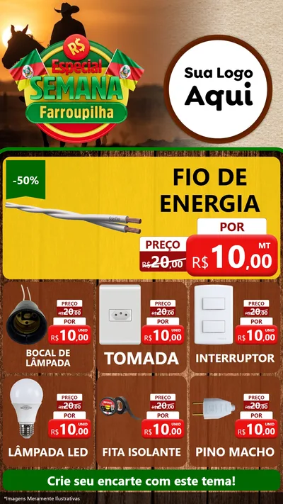 Modelo de Rede Social para Stories com o tema Especial Semana Farroupilha para Materiais Elétricos