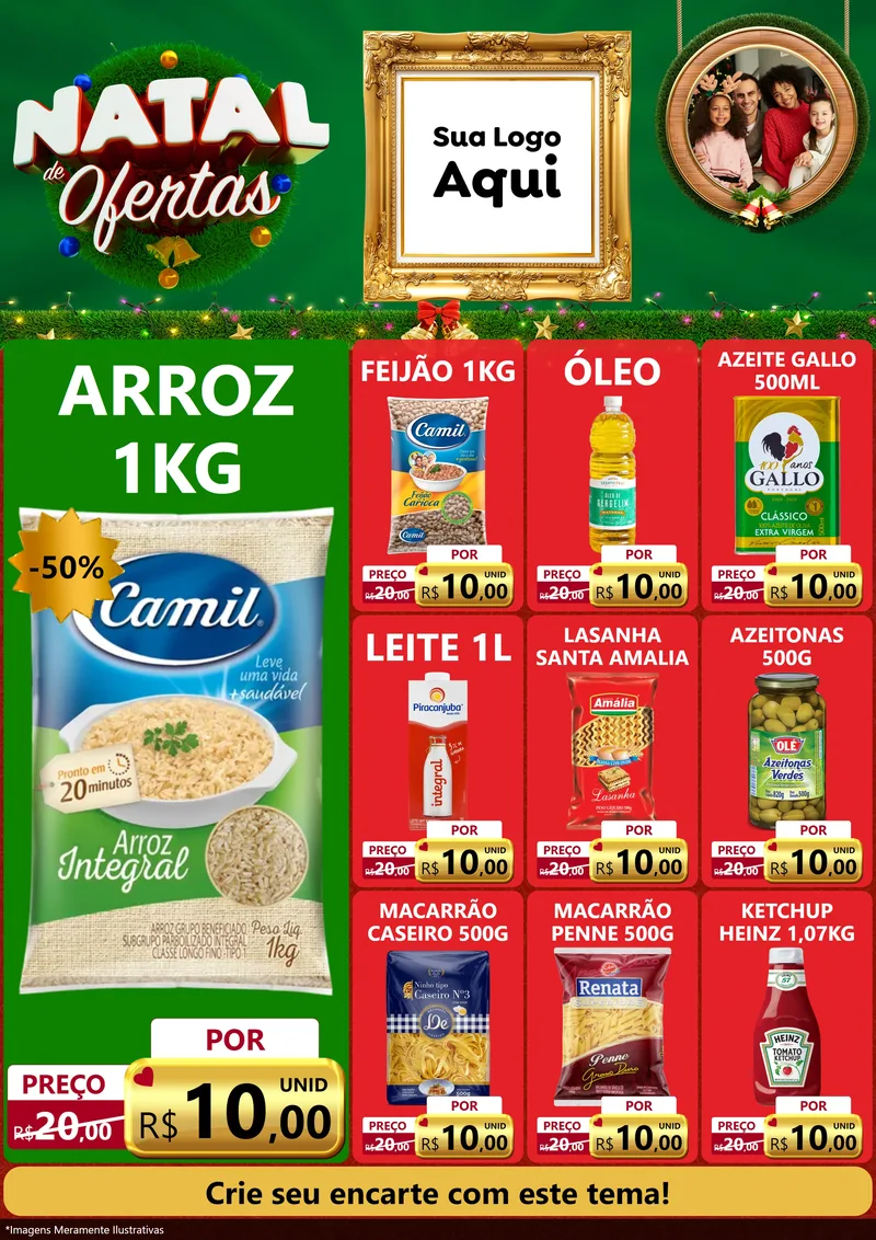 Modelo de Encarte para Encarte A4 Vertical com o tema Natal de Ofertas para Supermercado