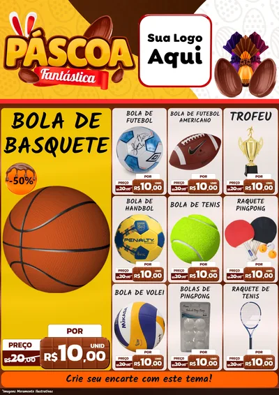 Modelo de Encarte para Encarte A4 Vertical com o tema Páscoa Fantástica para Artigos Esportivos