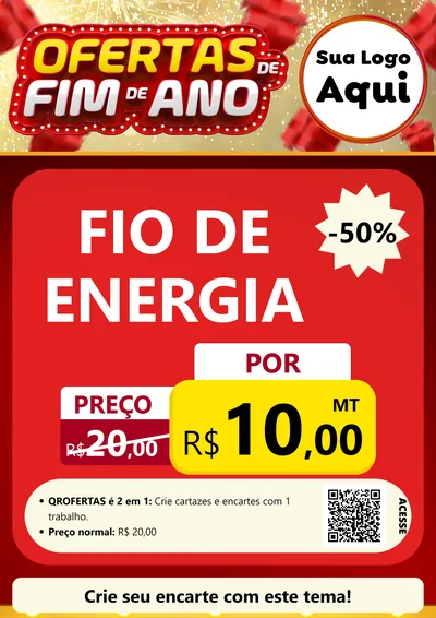 Modelo de Cartaz para Cartaz A4 Vertical com o tema Ofertas de Fim de Ano para Materiais Elétricos