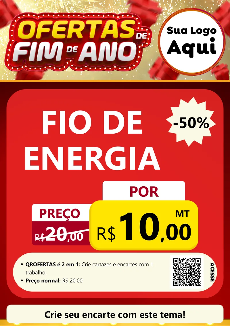 Modelo de Cartaz para Cartaz A4 Vertical com o tema Ofertas de Fim de Ano para Materiais Elétricos
