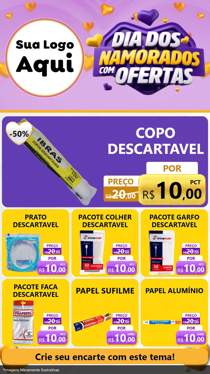 Modelo de Rede Social para Stories com o tema Dia Dos Namorados Com Ofertas para Embalagens