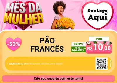 Modelo de Cartaz para Cartaz A4 Horizontal com o tema Mês da Mulher para Padaria