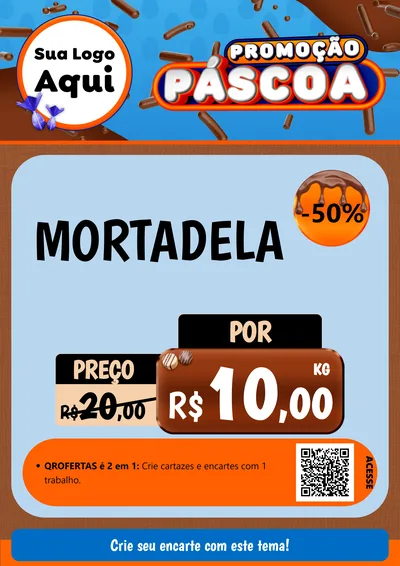Modelo de Cartaz para Cartaz A4 Vertical com o tema Promoção Páscoa para Frios e Laticínios