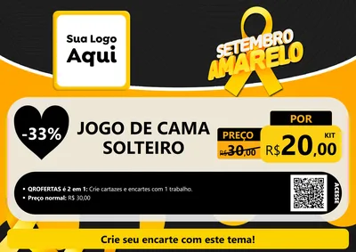 Modelo de Cartaz para Cartaz A4 Horizontal com o tema Setembro Amarelo para Cama, Mesa e Banho