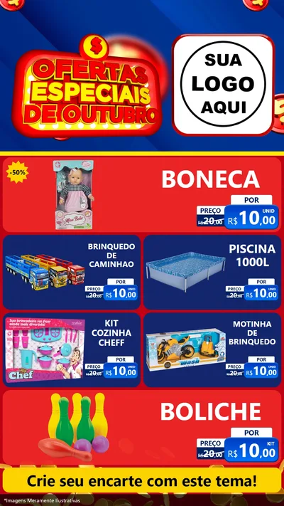 Modelo de TV para TV Vertical com o tema Ofertas Especiais de Outubro para Brinquedos