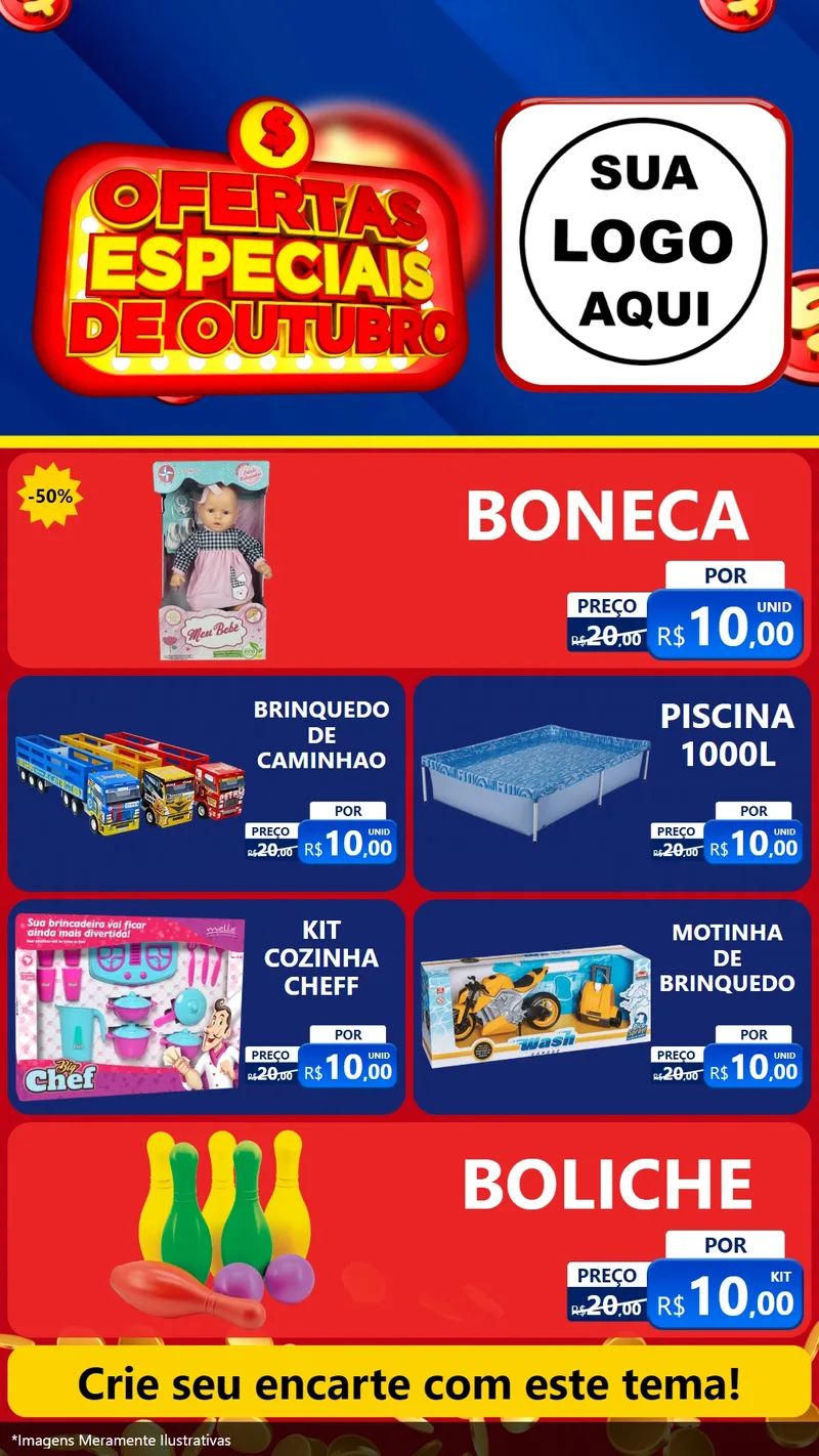 Modelo de TV para TV Vertical com o tema Ofertas Especiais de Outubro para Brinquedos