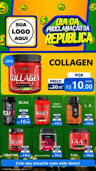 Modelo de Rede Social para Stories com o tema Dia Da Proclamação da República para Suplementos alimentares