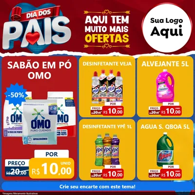 Modelo de Rede Social para Feed Facebook com o tema Dia dos Pais para Produtos de Limpeza