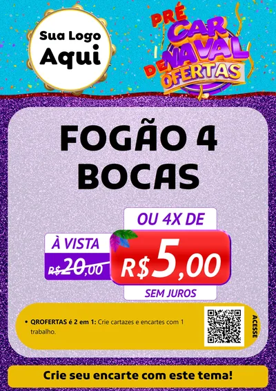 Modelo de Cartaz para Cartaz A4 Vertical com o tema Pré Carnaval de Ofertas para Móveis e Eletro