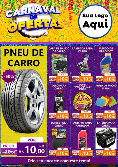 Modelo de Encarte para Encarte A4 Vertical com o tema Carnaval de Ofertas para Auto peças