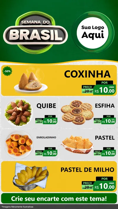 Modelo de TV para TV Vertical com o tema Semana do Brasil para Salgadaria