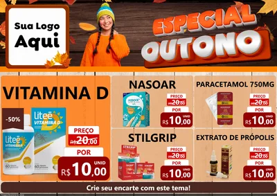 Modelo de Encarte para Encarte A4 Horizontal com o tema Especial Outono para Farmácia