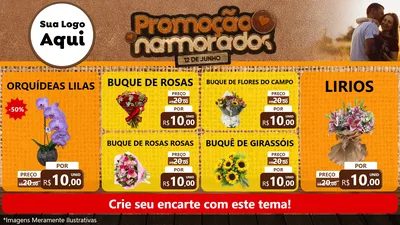 Modelo de TV para TV Horizontal com o tema Promoção Namorados para Floricultura e jardim