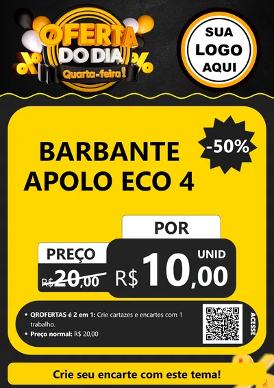 Modelo de Cartaz para Cartaz A4 Vertical com o tema Oferta do Dia - Quarta Feira! para Armarinho e Aviamentos